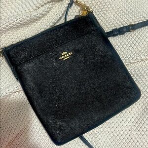 Coach Black Crossbody Bag Sleek Design Gold Accents